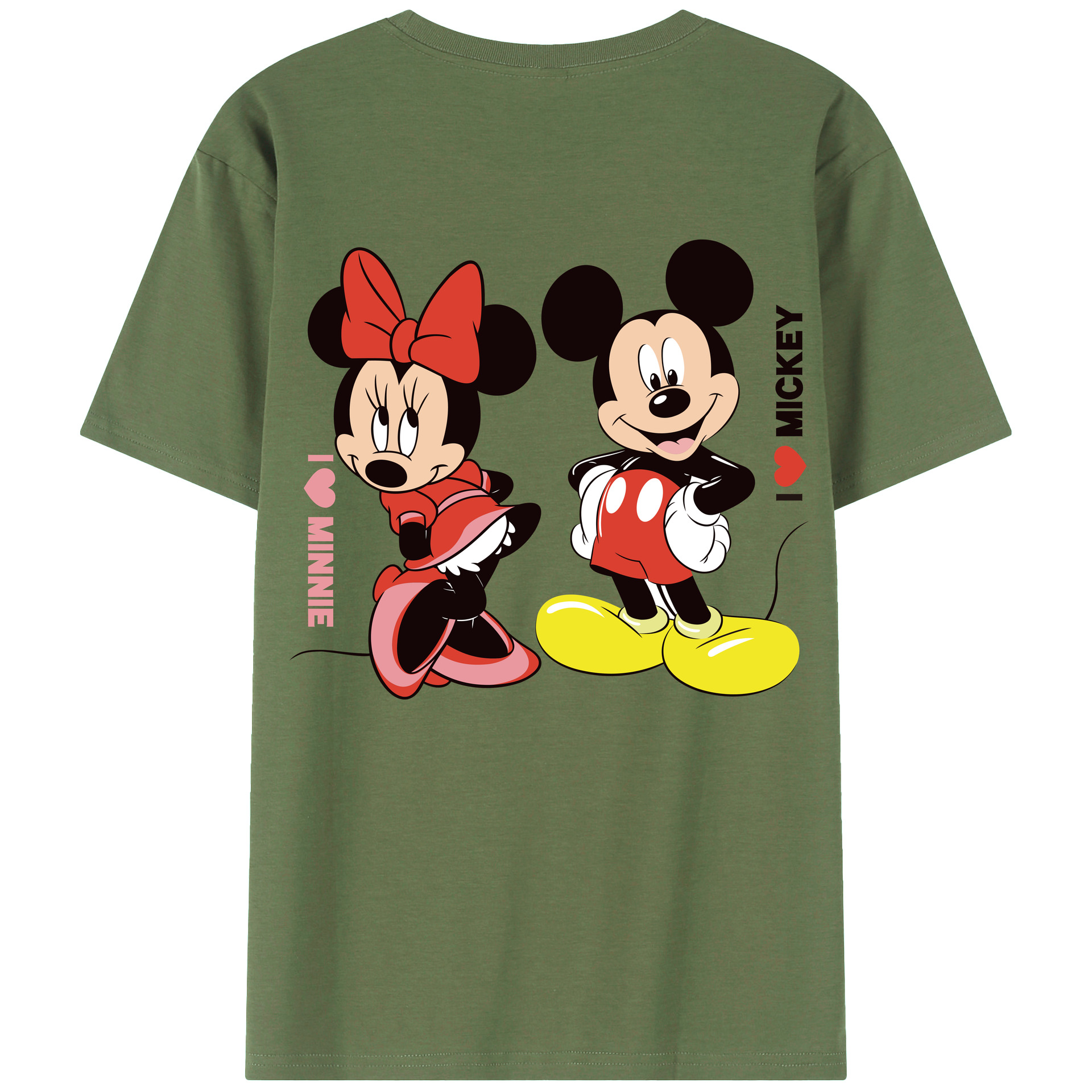 ミッキーマウス Mickey Mouse 綿100％ メンズ半袖Tシャツ（バックプリント） 通気性